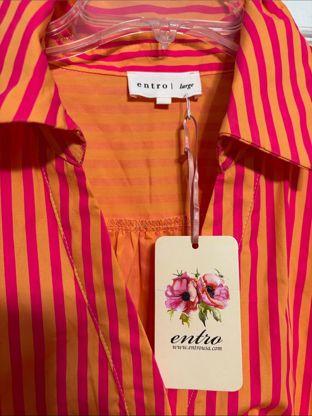 entro Red & Orange Striped Tie-Front Midi Dress - Picture 4 of 11